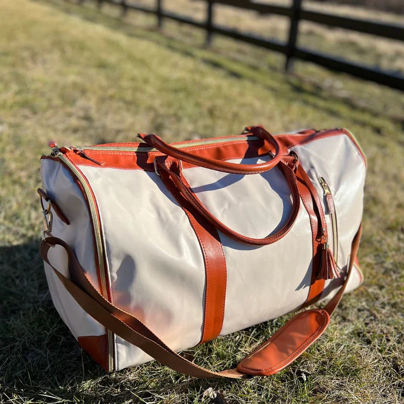 GARMENTGO Bolsa de viaje – Funda plegable para ropa de cuero PU para viajar sin arrugas con estilo
