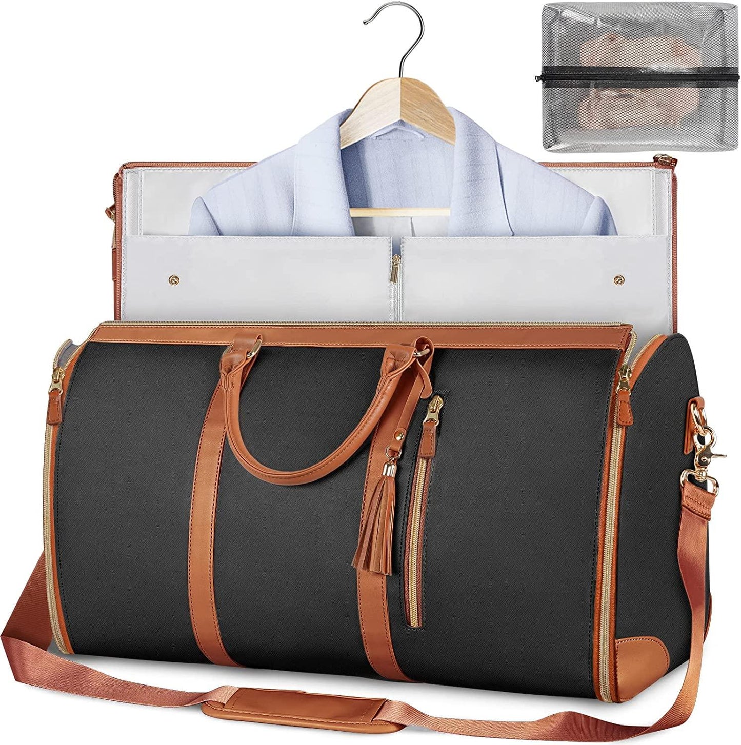 GARMENTGO Bolsa de viaje – Funda plegable para ropa de cuero PU para viajar sin arrugas con estilo