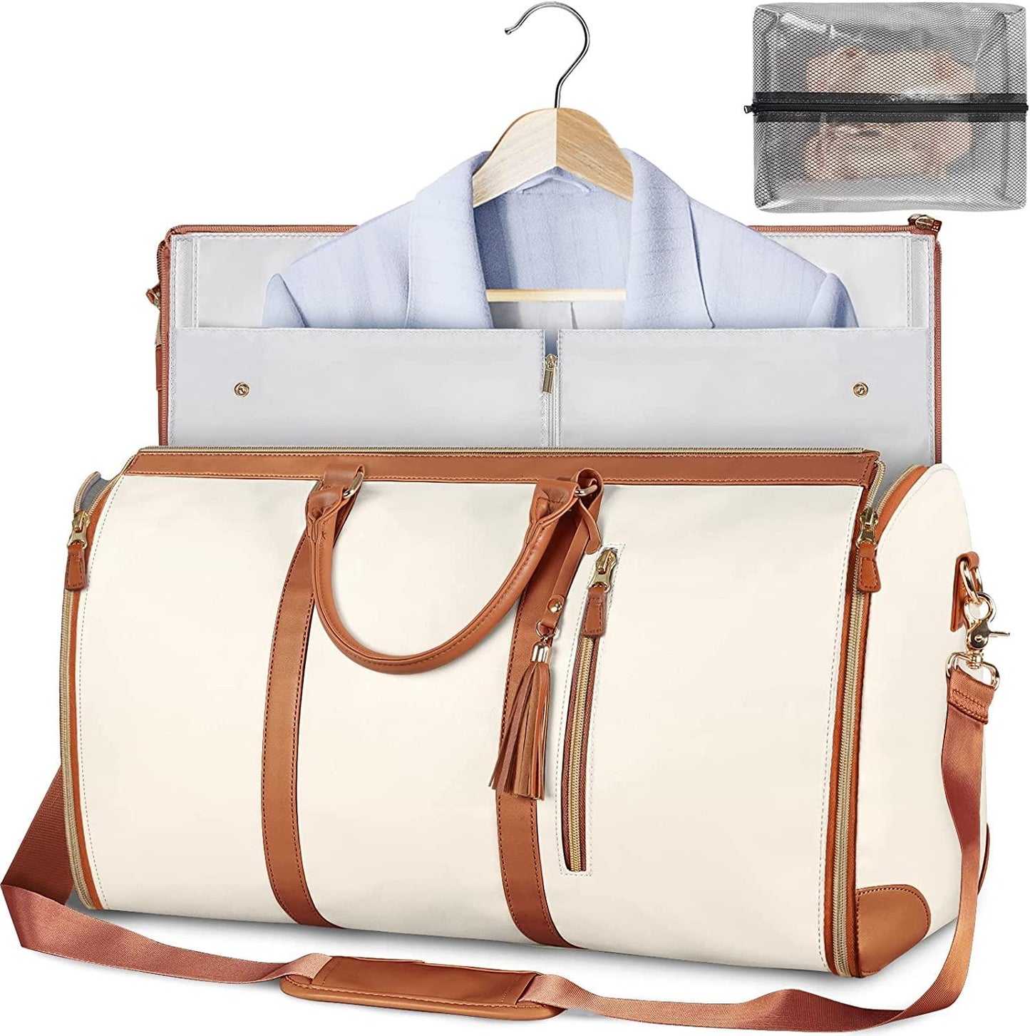 GARMENTGO Bolsa de viaje – Funda plegable para ropa de cuero PU para viajar sin arrugas con estilo