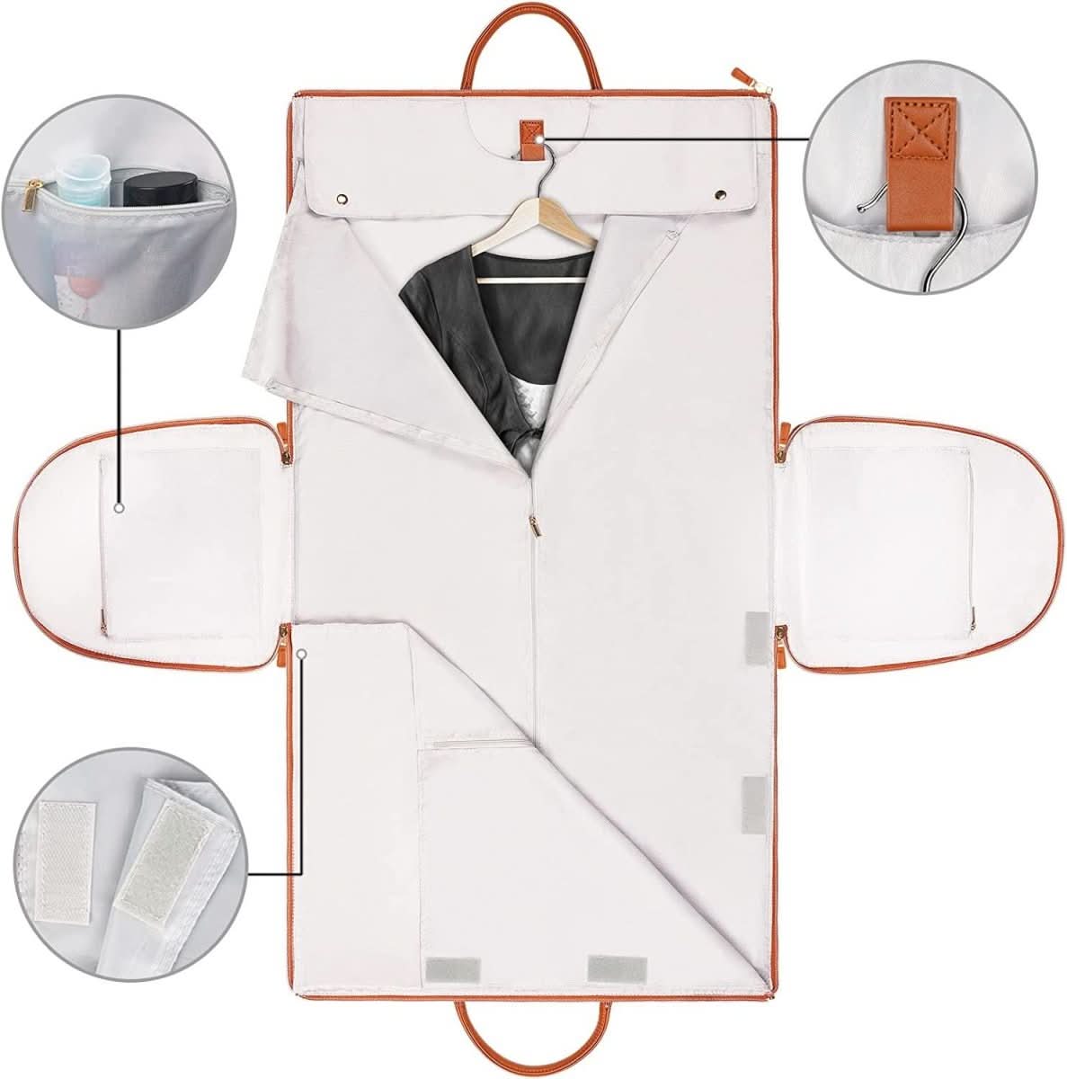 Bolsa de viaje GARMENTGO – Funda plegable para ropa de cuero PU para viajar sin arrugas y con estilo