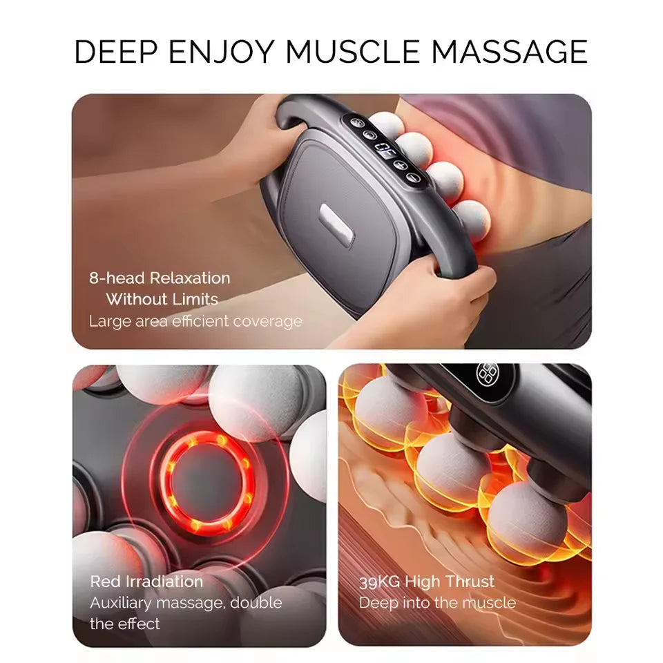 PowerRelief 8 – Fascia-massagepistool met 8 koppen & 30 intensiteitsniveaus