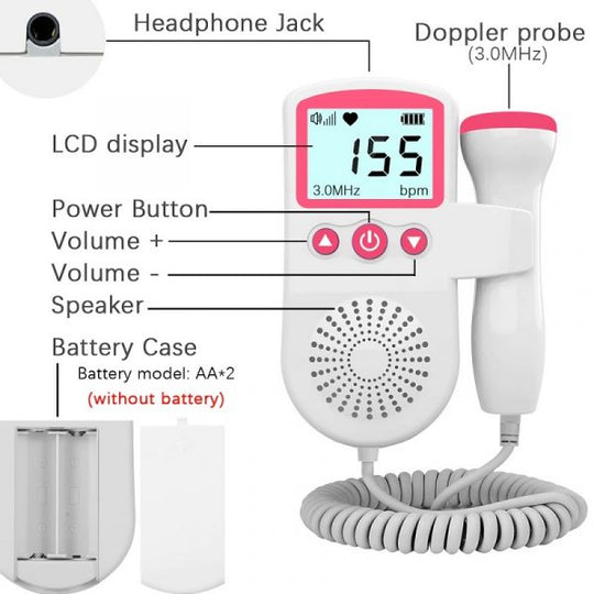 FetoPulse Doppler – Draagbare hartslagmonitor met LCD-scherm vanaf de 12e zwangerschapsweek