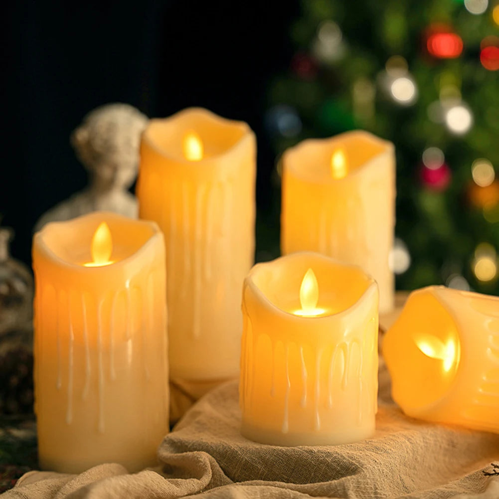 LumiFlame LED Candles – Flameless Electronic Decoration, Set in Ivory White