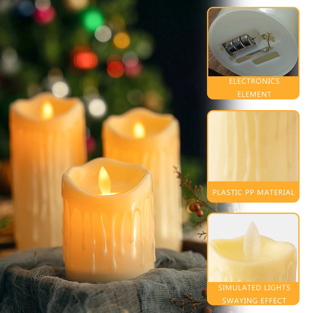 LumiFlame LED Candles – Flameless Electronic Decoration, Set in Ivory White
