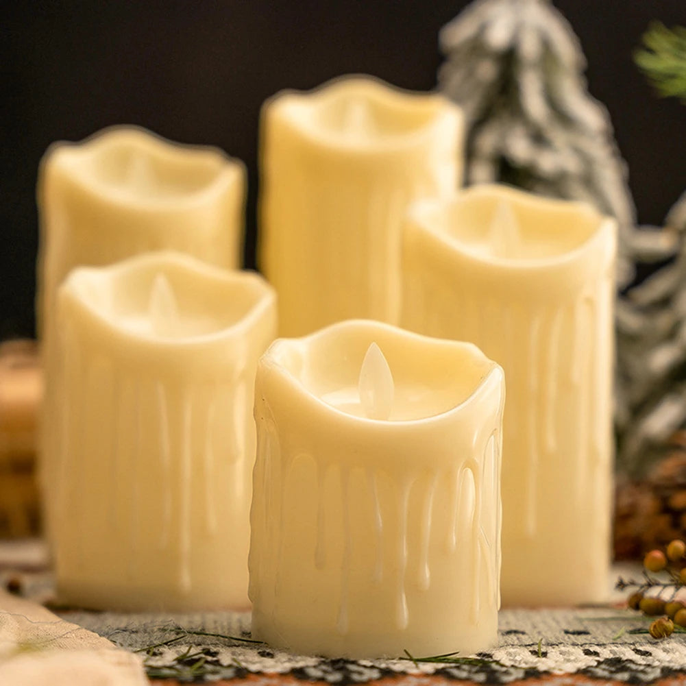 LumiFlame LED Candles – Flameless Electronic Decoration, Set in Ivory White