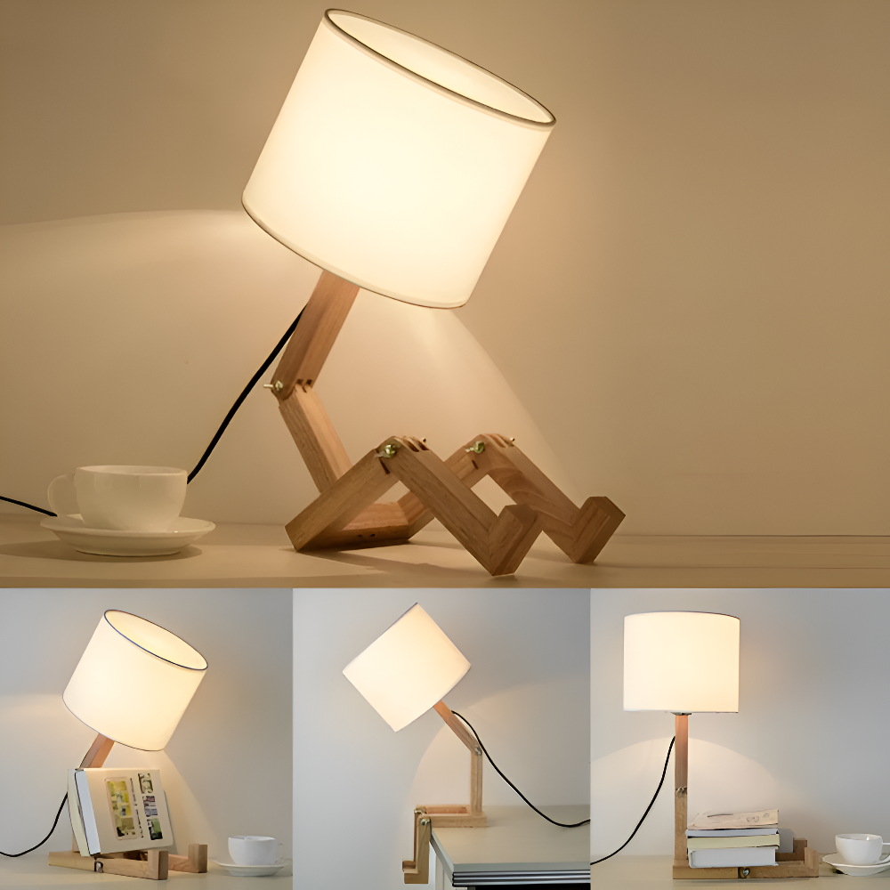 Flexible Wooden Lamp – Verstellbare Roboterlampe aus Holz für Lese- & Arbeitslicht