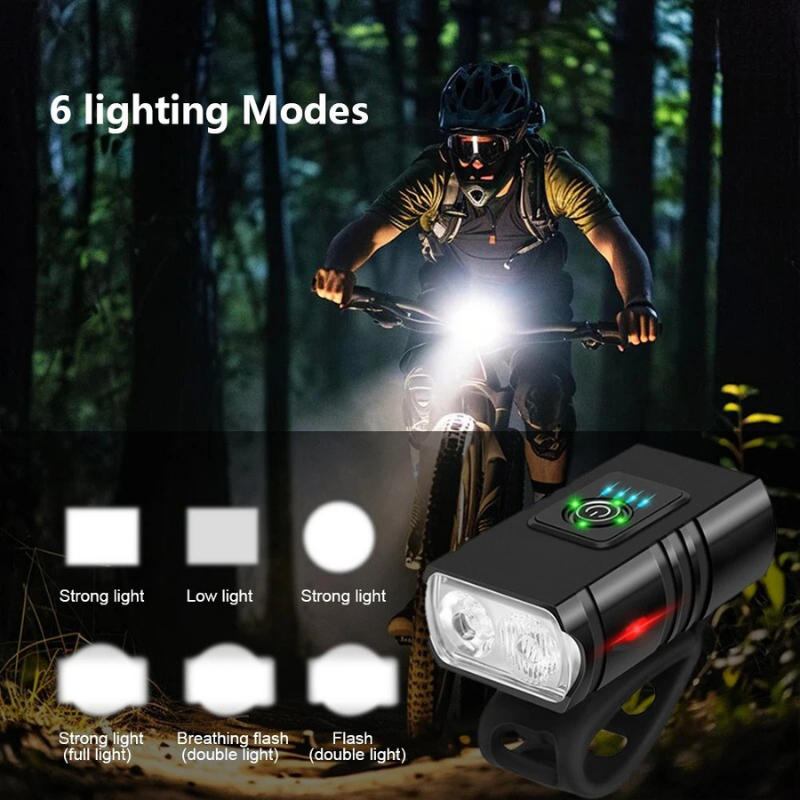BrightRide Pro – Oplaadbare LED-fietsvoorlicht met 6 modi en USB-C oplaadfunctie