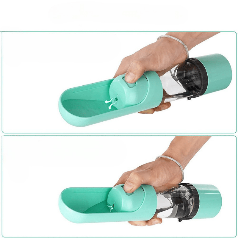 Pawbuddy Travel Bottle - 2-in-1 dog bottle with food & water bowl