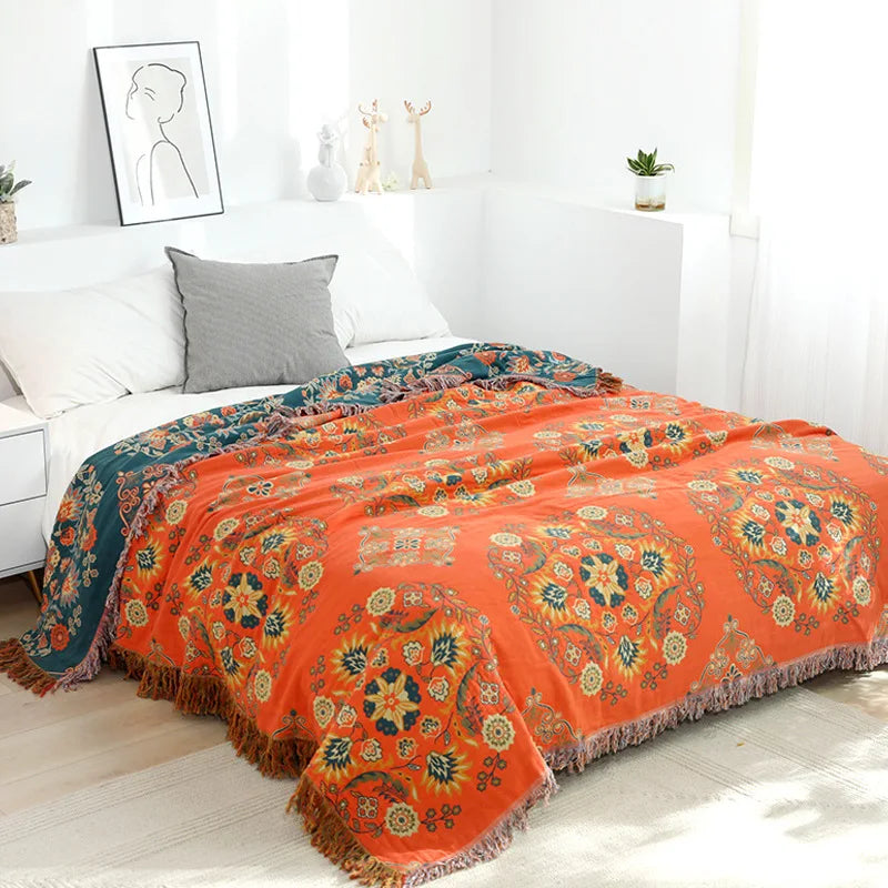 HyggeHaven Cover – Boho Baumwoll-Decke für gemütliche Wohnräume