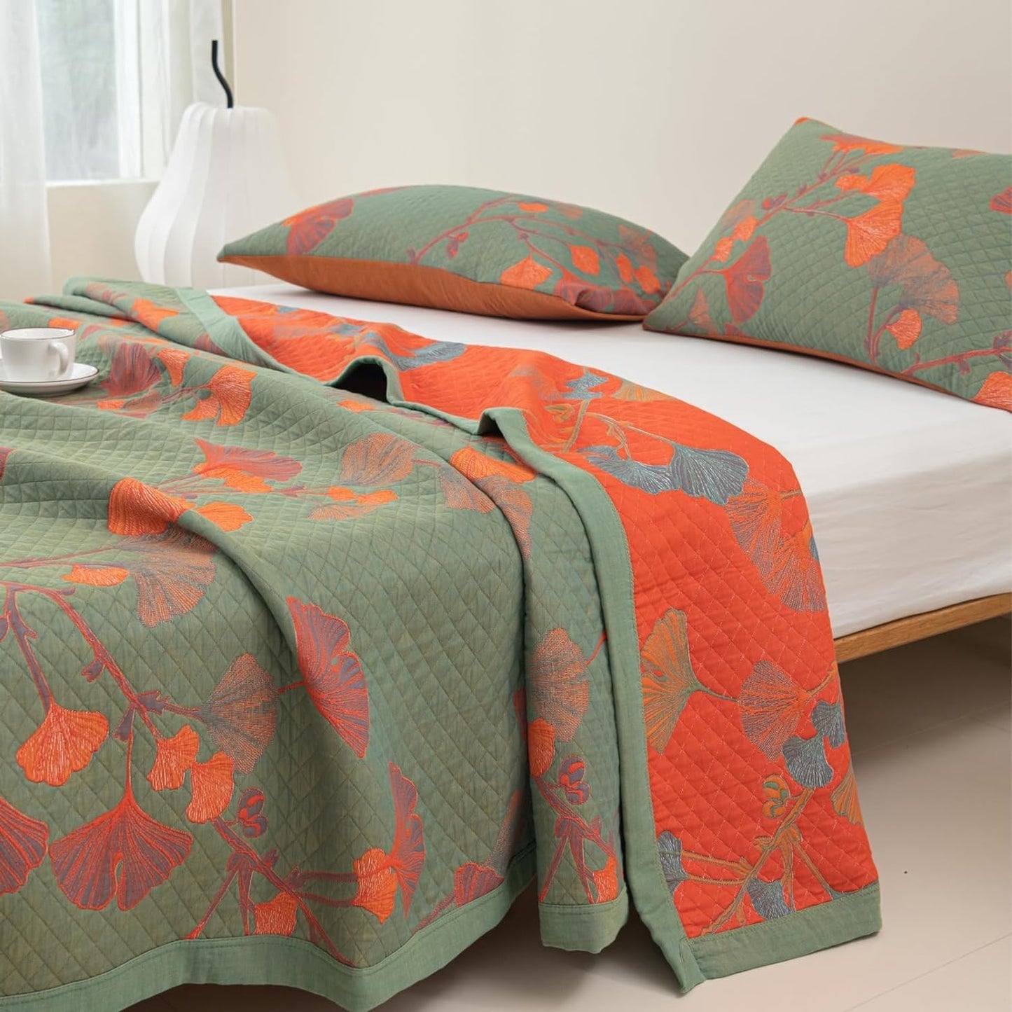 GinkgoQuilt – Katoenen Beddengoed Set met botanisch patroon