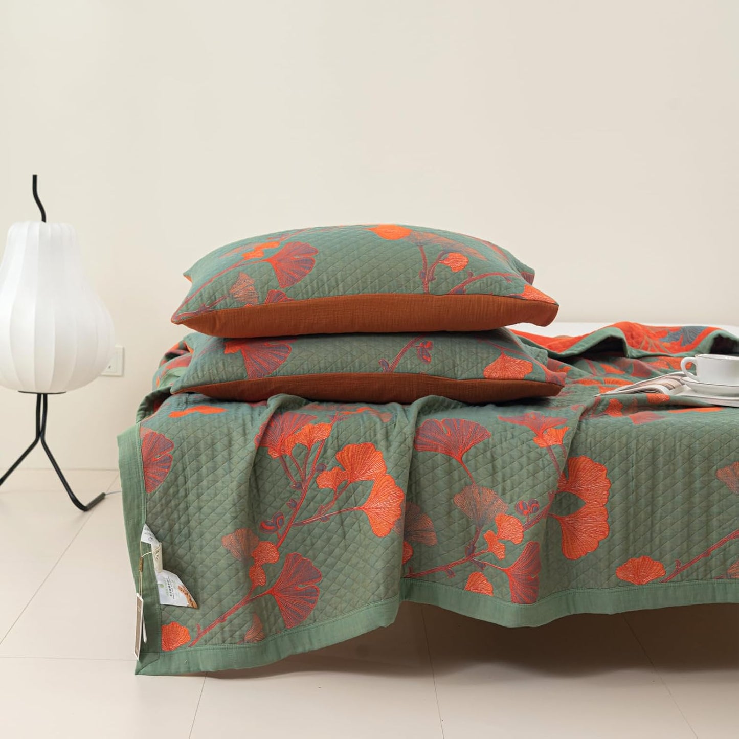 GinkgoQuilt – Katoenen Beddengoed Set met botanisch patroon