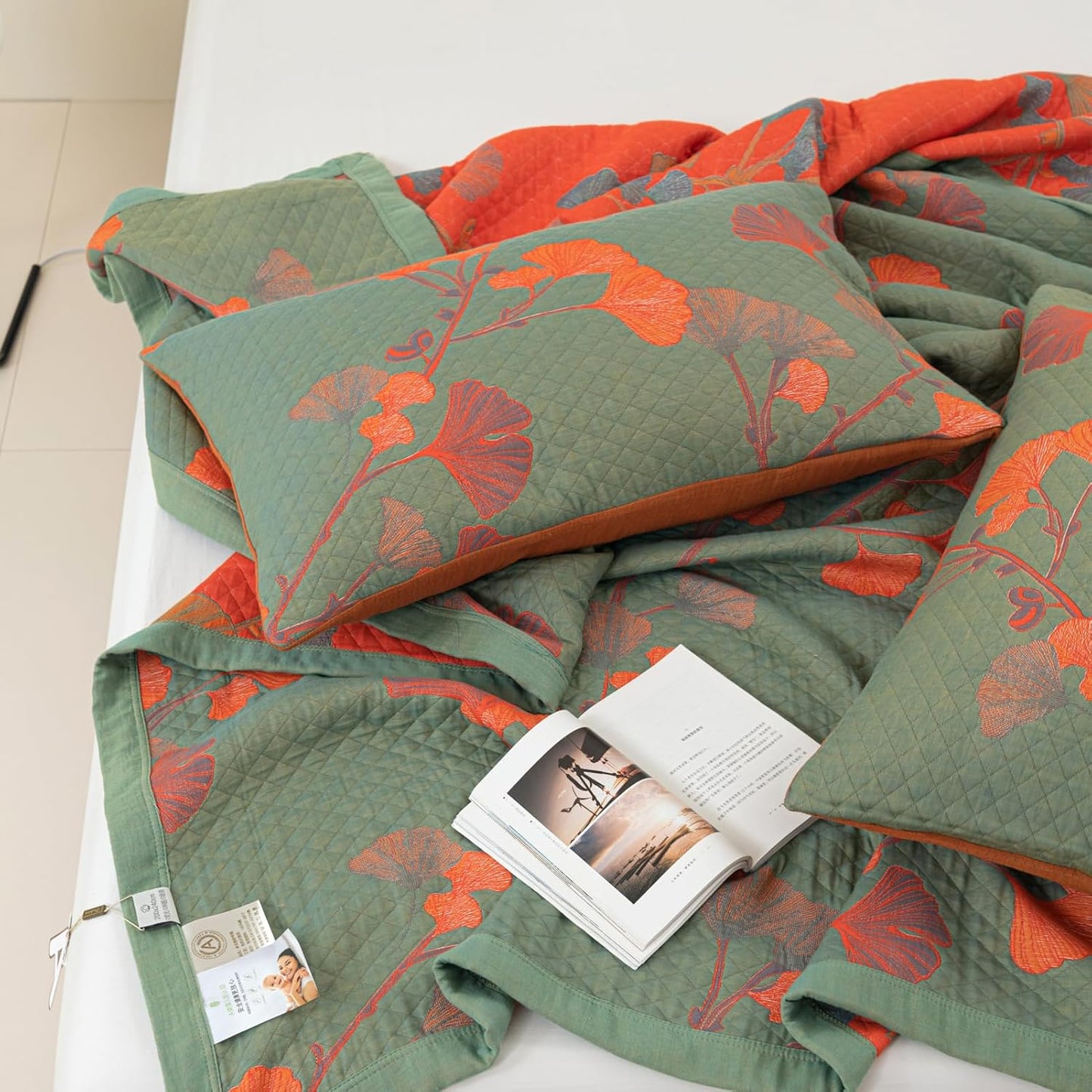 GinkgoQuilt – Katoenen Beddengoed Set met botanisch patroon