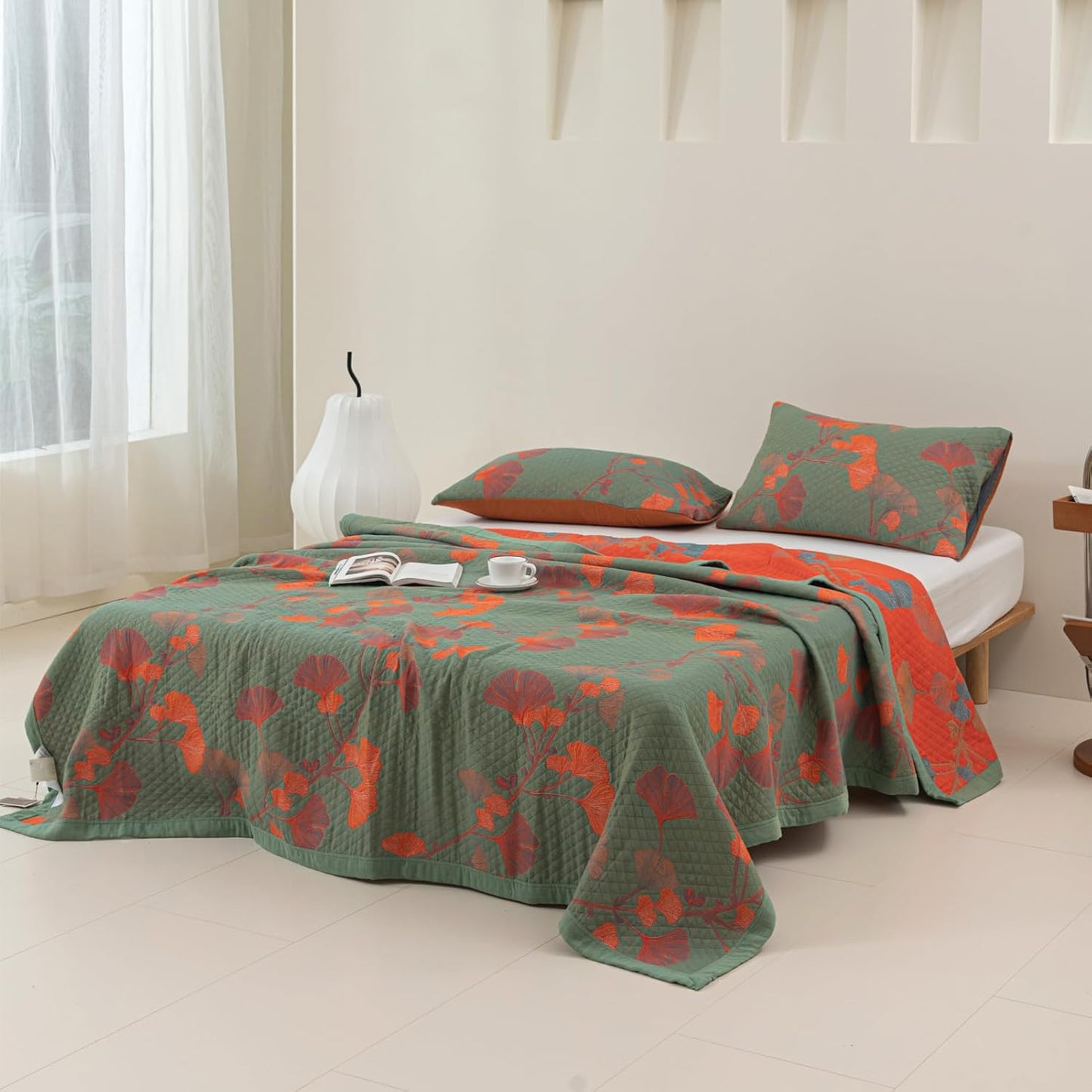 GinkgoQuilt – Katoenen Beddengoed Set met botanisch patroon