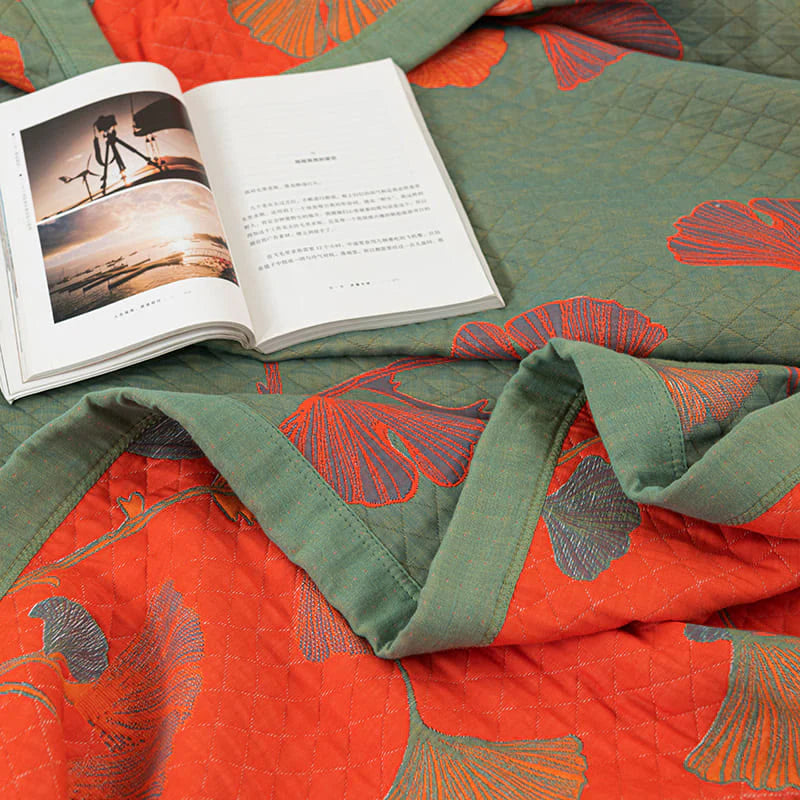 GinkgoQuilt – Katoenen Beddengoed Set met botanisch patroon