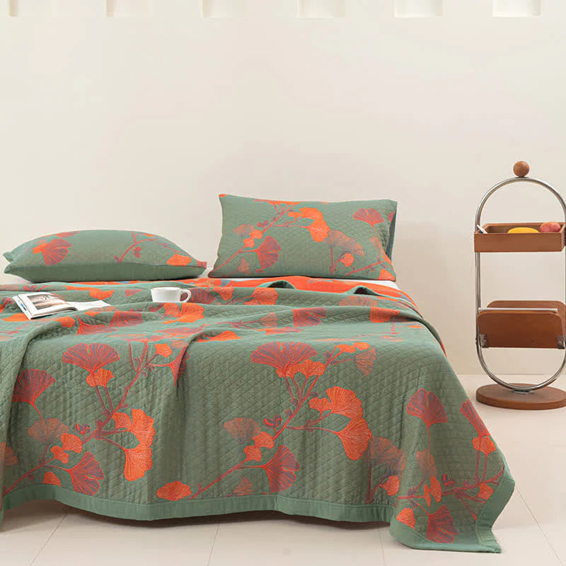 GinkgoQuilt – Katoenen Beddengoed Set met botanisch patroon