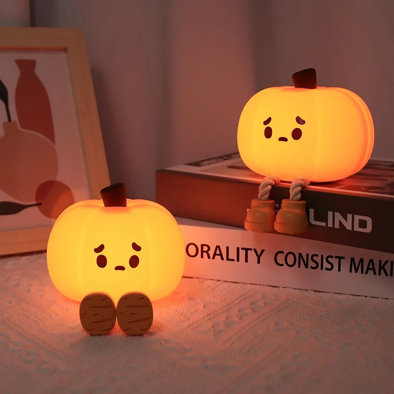 GlowBuddy Lámpara nocturna de calabaza – Luz nocturna LED mágica para niños