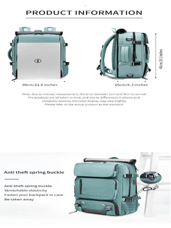 TRAVELMAX Pack - Large waterproof travel backpack with USB port