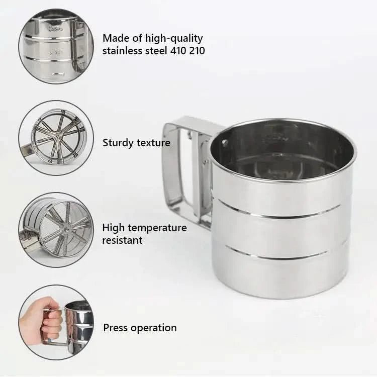 PRESSORA – One-handed stainless steel flour sifter for precise sifting