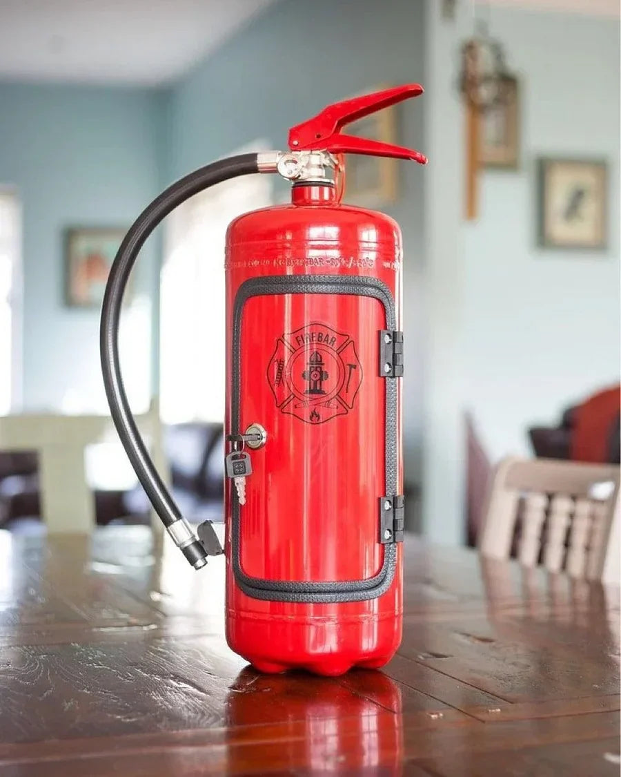 Hidden FireBar - Hidden minibar in fire extinguisher design for stylish storage