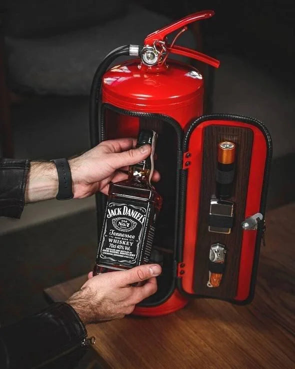 Hidden FireBar - Hidden minibar in fire extinguisher design for stylish storage