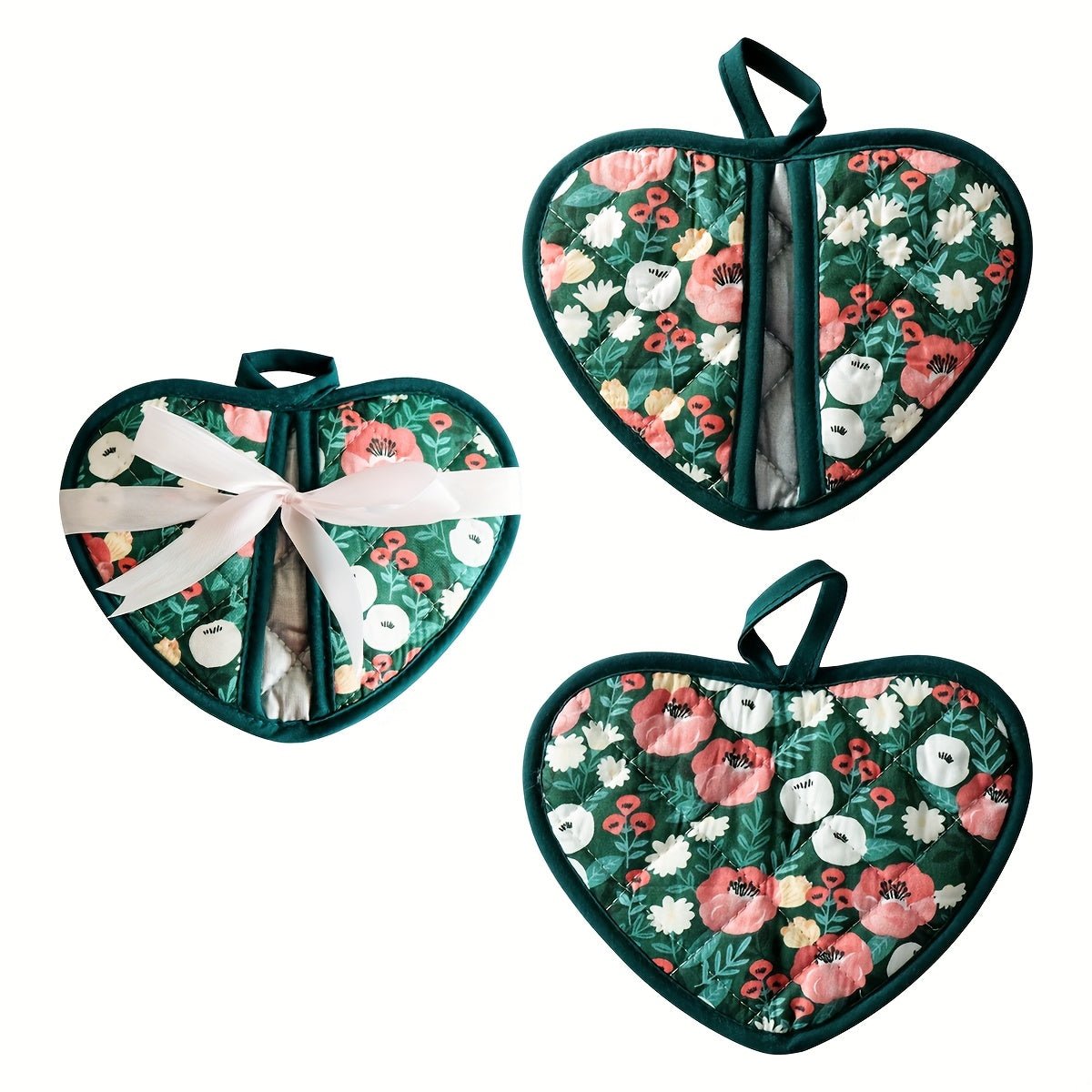 HOMESTYLE – Vintage-Topflappen in Herzform mit Blumenmuster und Hitzebeständigkeit 10