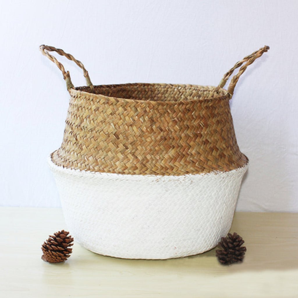 RUSTICZEN – Handmade bamboo wicker basket, foldable storage as a plant basket for the home