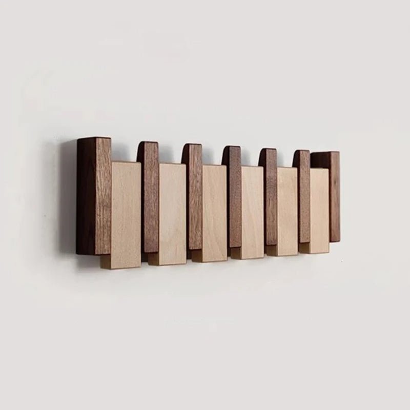 PianoWood - Portemanteau mural fait main, style piano, en noyer & hêtre