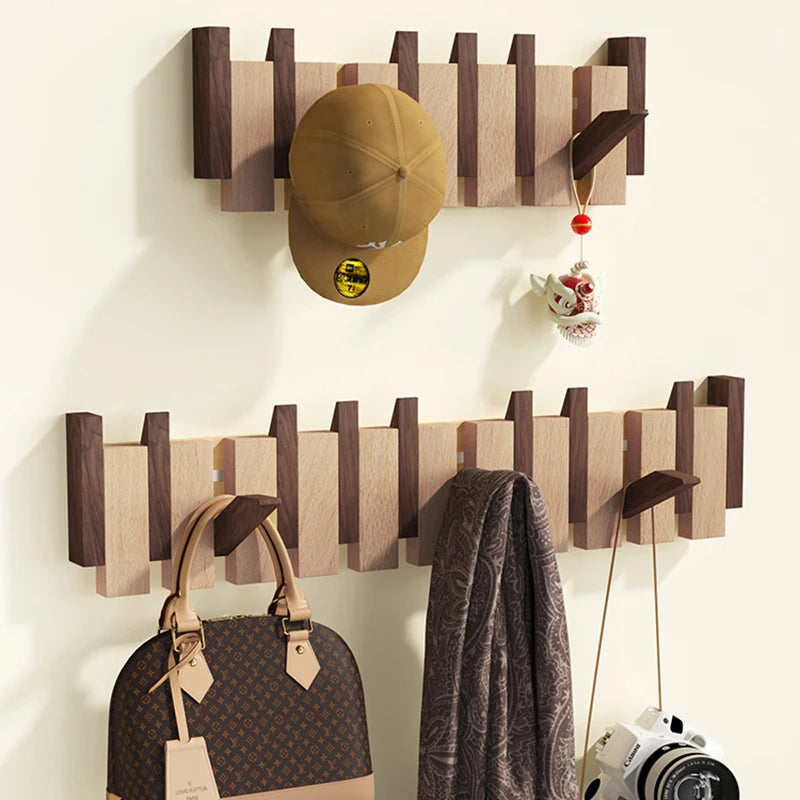 PianoWood - Handcrafted piano-style wall coat rack made from walnut & beech