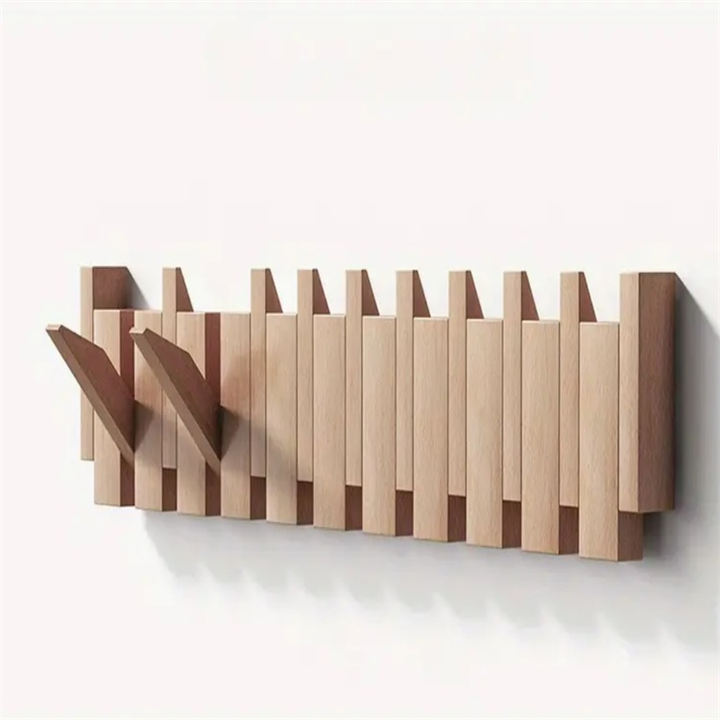 PianoWood - Handcrafted piano-style wall coat rack made from walnut & beech