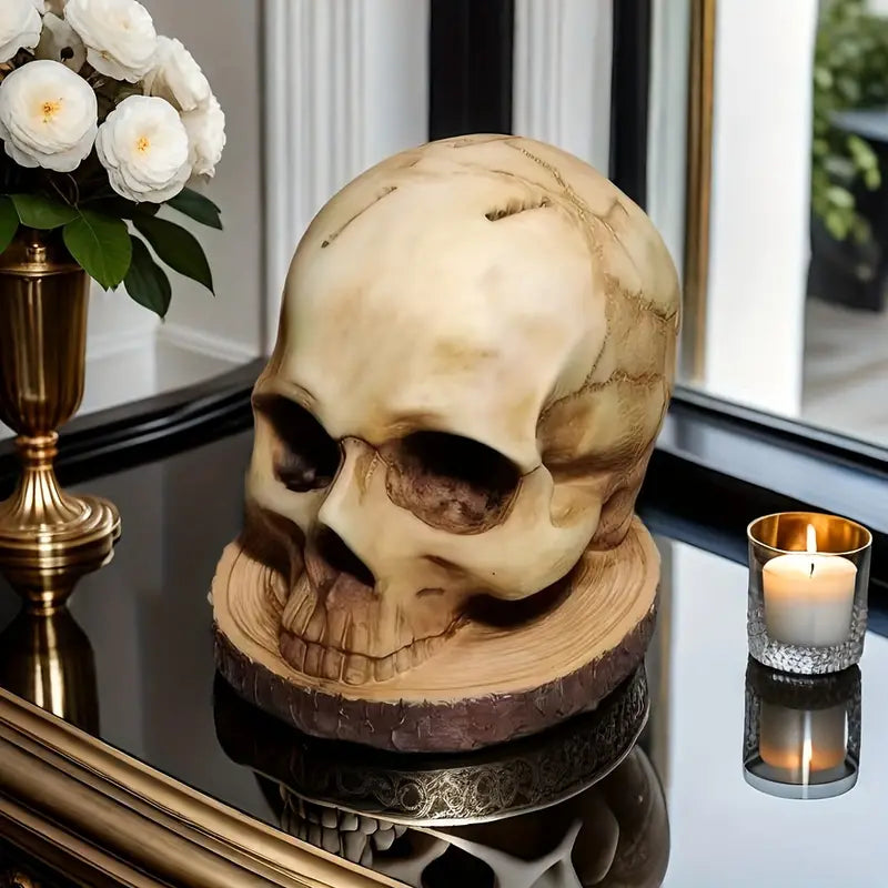Soporte para cuchillos con calavera gótica – Soporte para cuchillos hecho a mano con diseño de calavera para hasta 7 cuchillos