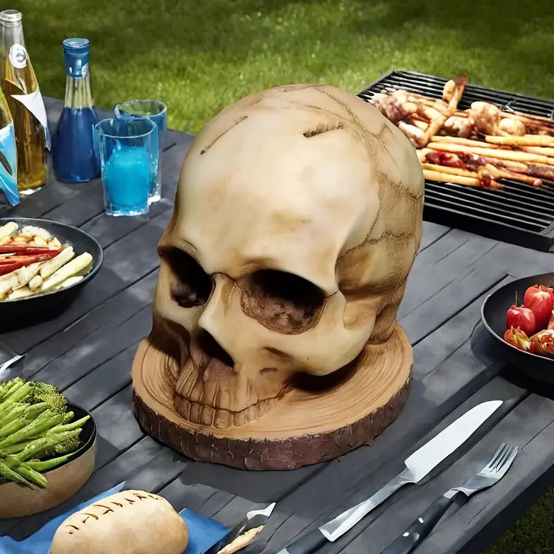 Soporte para cuchillos con calavera gótica – Soporte para cuchillos hecho a mano con diseño de calavera para hasta 7 cuchillos