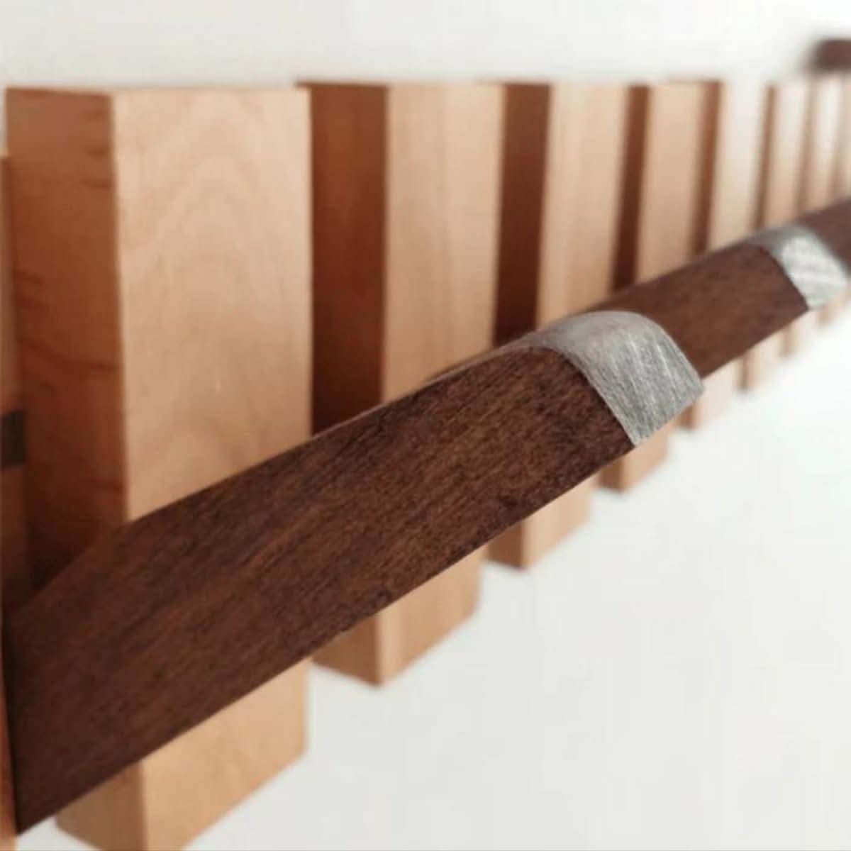 PIANOHANG Wall Rack - Handmade wooden wall coat rack in piano design with folding hooks