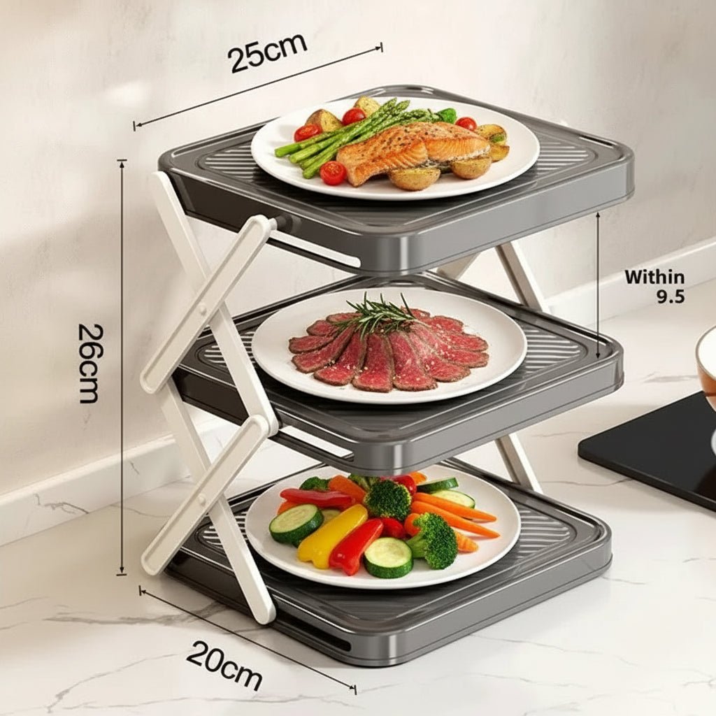 SPICEFOLD – Foldable 3-Tier Kitchen Shelf for Maximum Organization