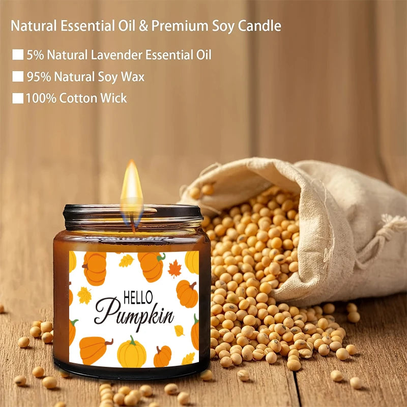 AutumnGlow Scented Candle – Soy Wax Candle with Autumn Scents, 200g, Long Burn Time
