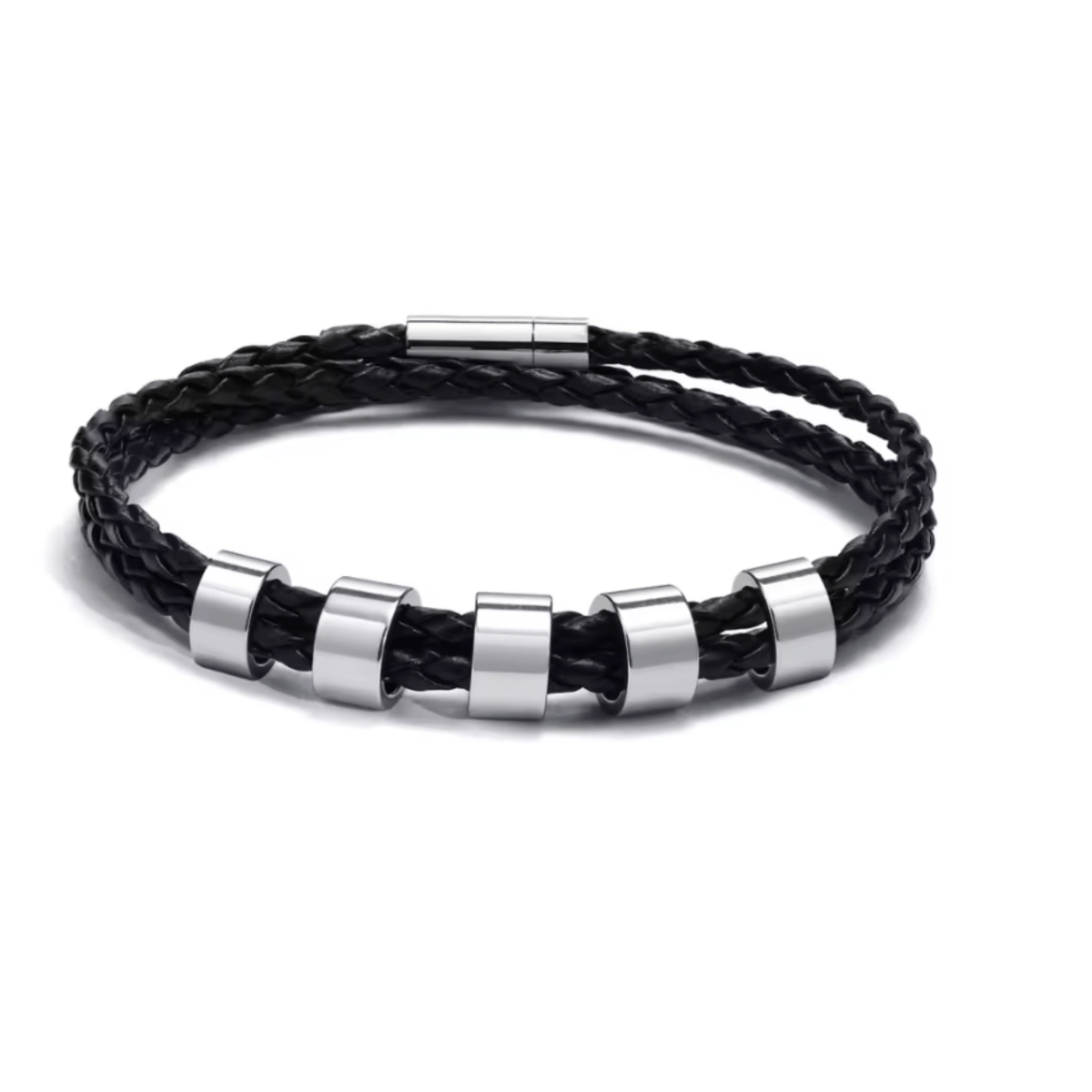 BRANIVO – herenarmband gevlochten met gepersonaliseerde naamkralen