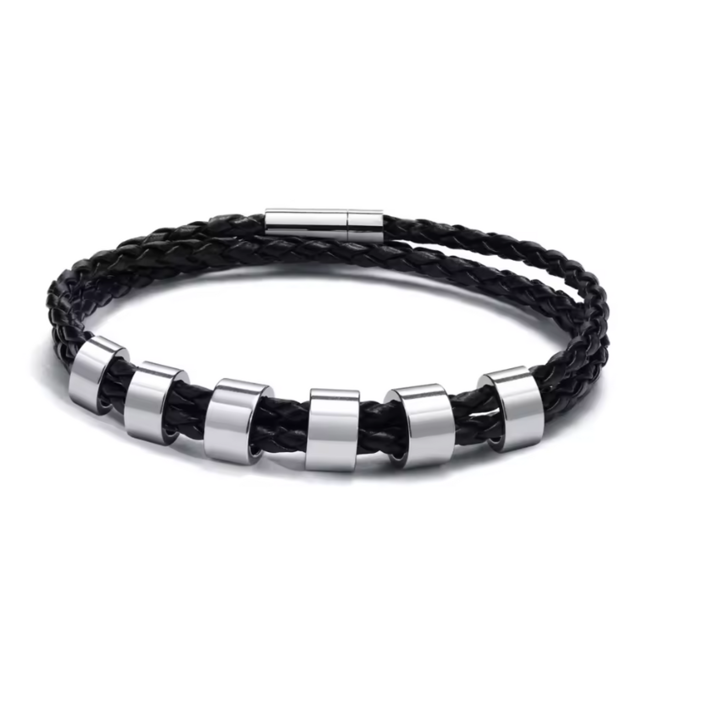 BRANIVO – Men's braided bracelet with personalized name beads