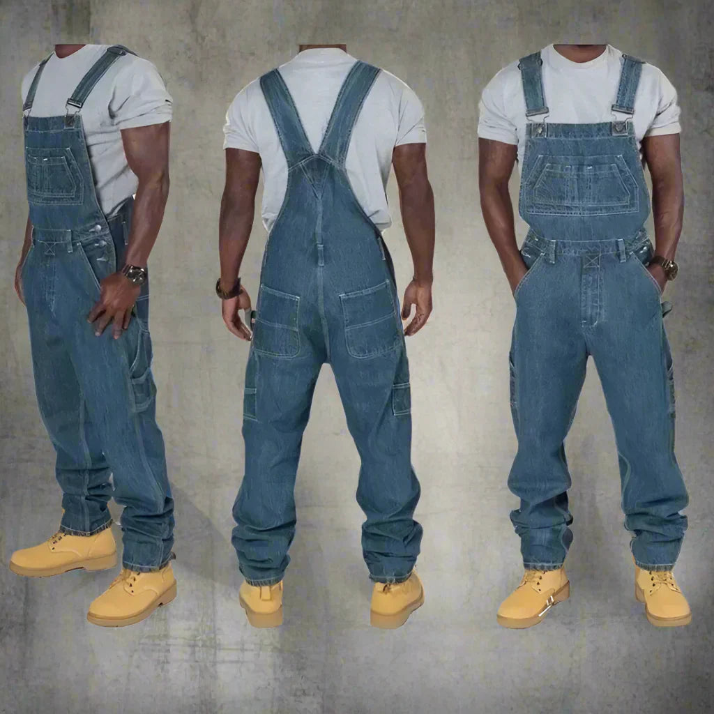 Heren denim overall – comfortabele vrijetijdsstijl met moderne splice-details