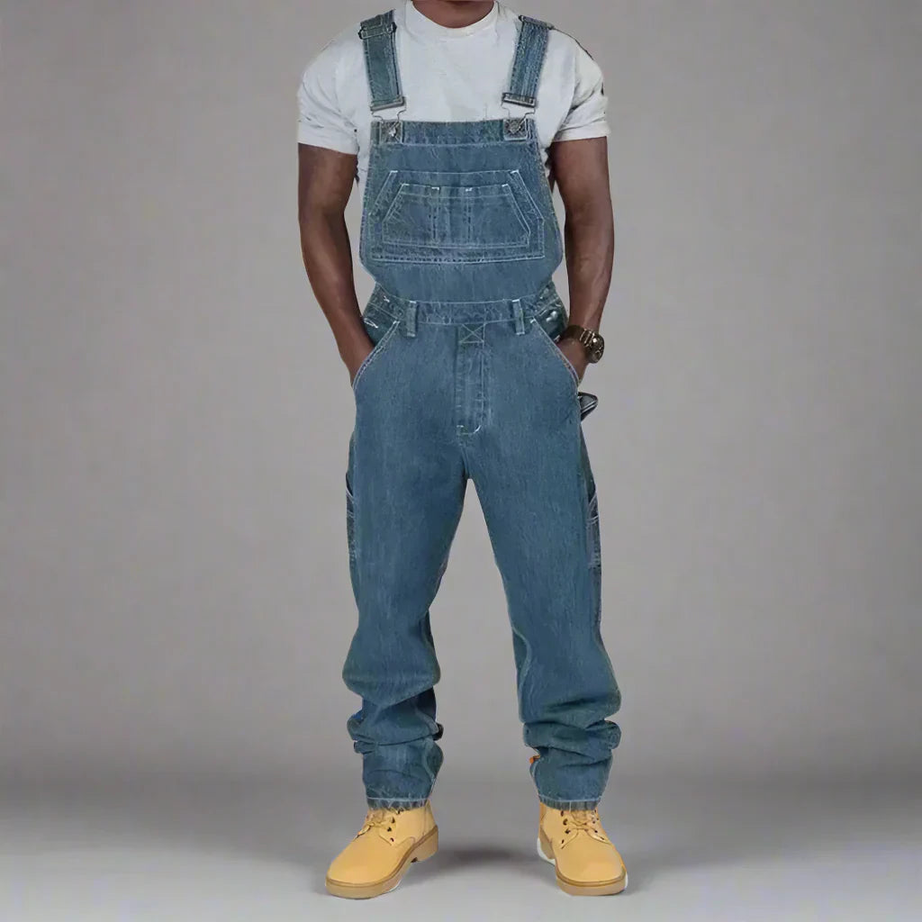 Heren denim overall – comfortabele vrijetijdsstijl met moderne splice-details