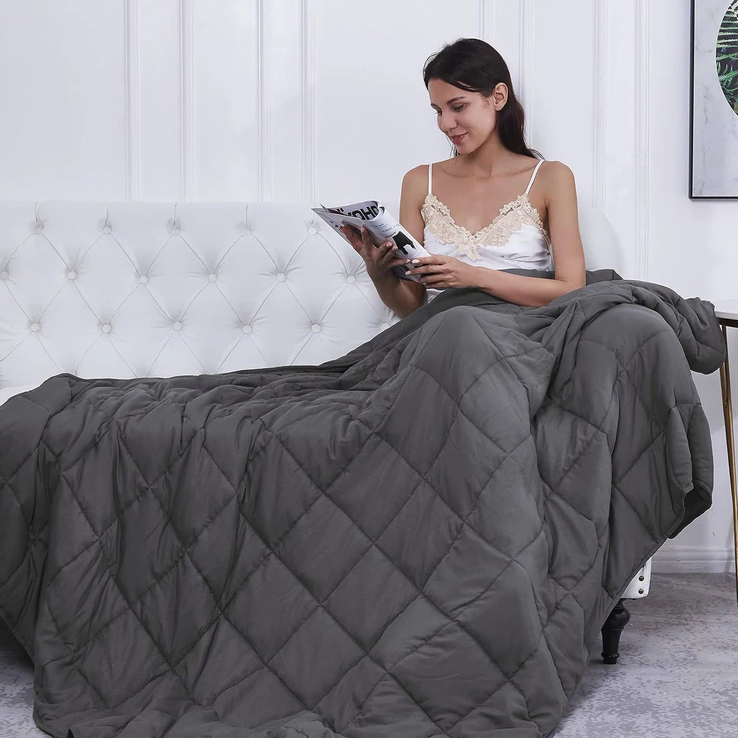 CalmiBlanket – Hochwertige Baumwoll Gewichtsdecke für besseren Schlaf