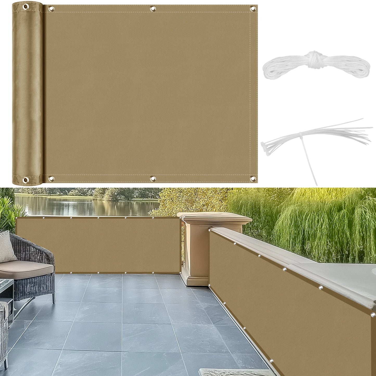 Hochwertiger Balkon-Sichtschutz aus Polyester – UV- und Wasserschutz, 90 x 600 cm 10