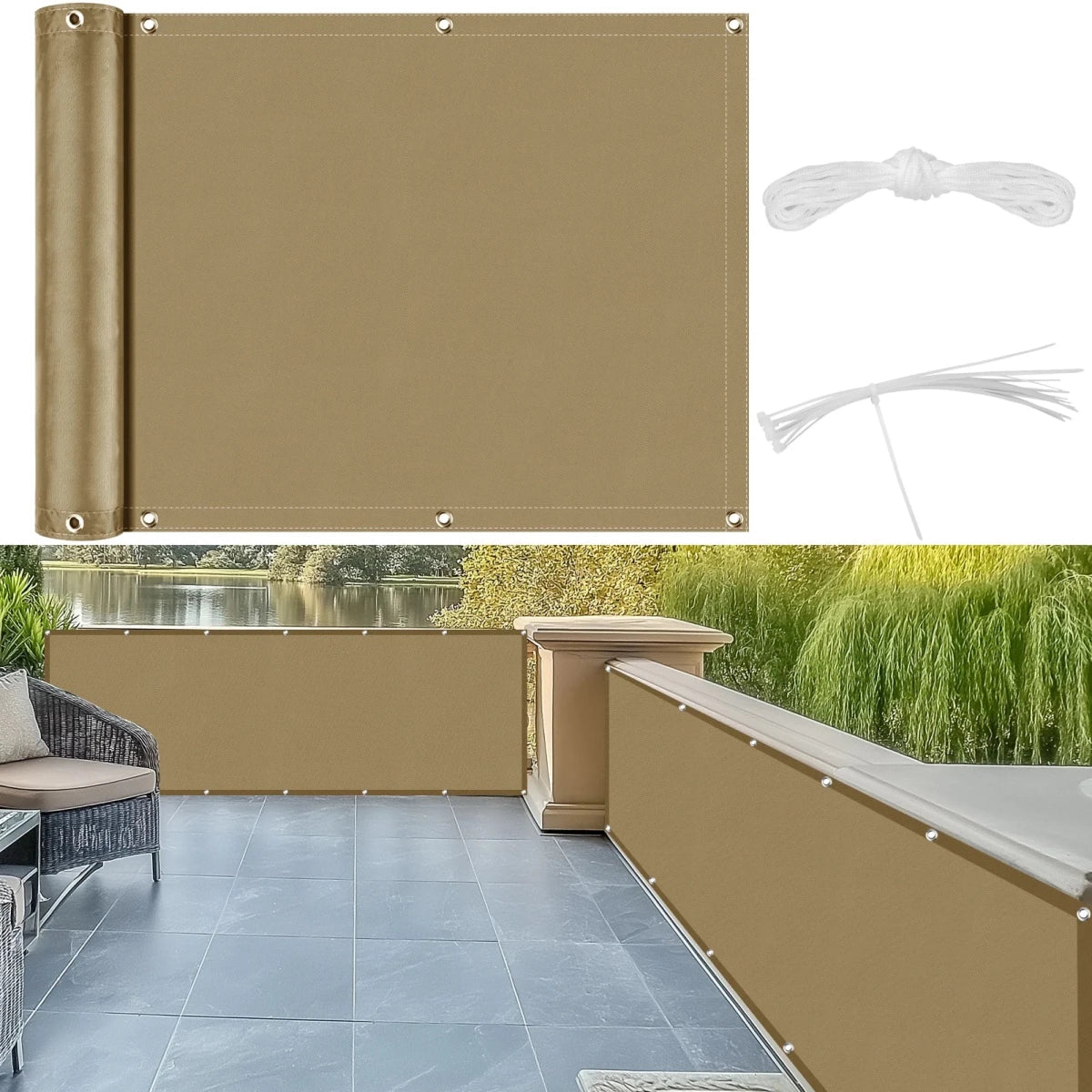 Hochwertiger Balkon-Sichtschutz aus Polyester – UV- und Wasserschutz, 90 x 600 cm 10