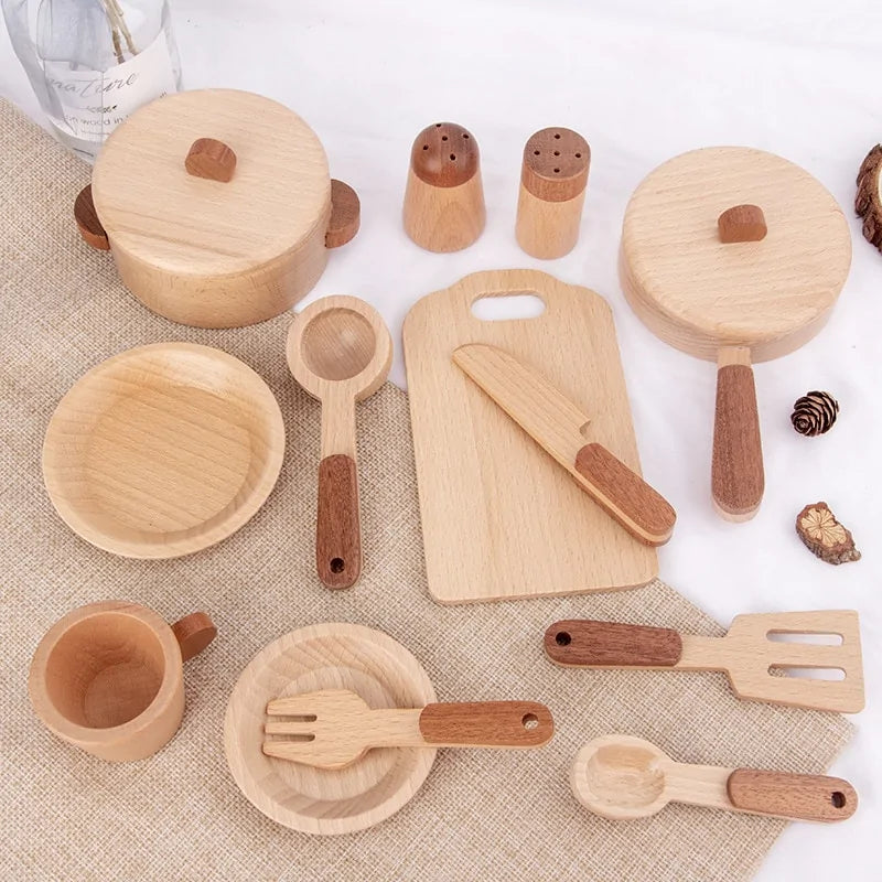 Cocina infantil de madera CooknTimber – Juguete creativo de juego de rol con diseño de tronco de árbol, a partir de 3 años