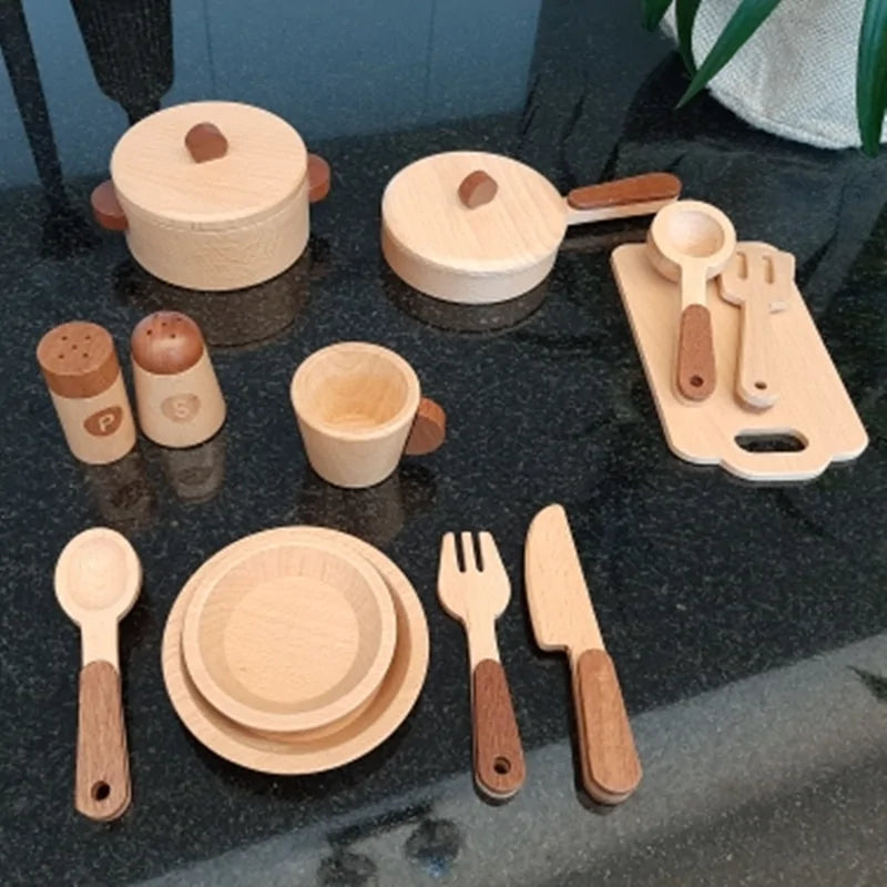 Cocina infantil de madera CooknTimber – Juguete creativo de juego de rol con diseño de tronco de árbol, a partir de 3 años