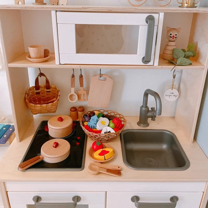 Cocina infantil de madera CooknTimber – Juguete creativo de juego de rol con diseño de tronco de árbol, a partir de 3 años
