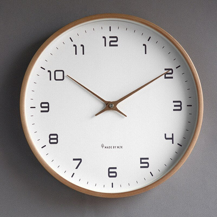 NordicTimber – Modern Solid Wood Wall Clock in Brown & Cream