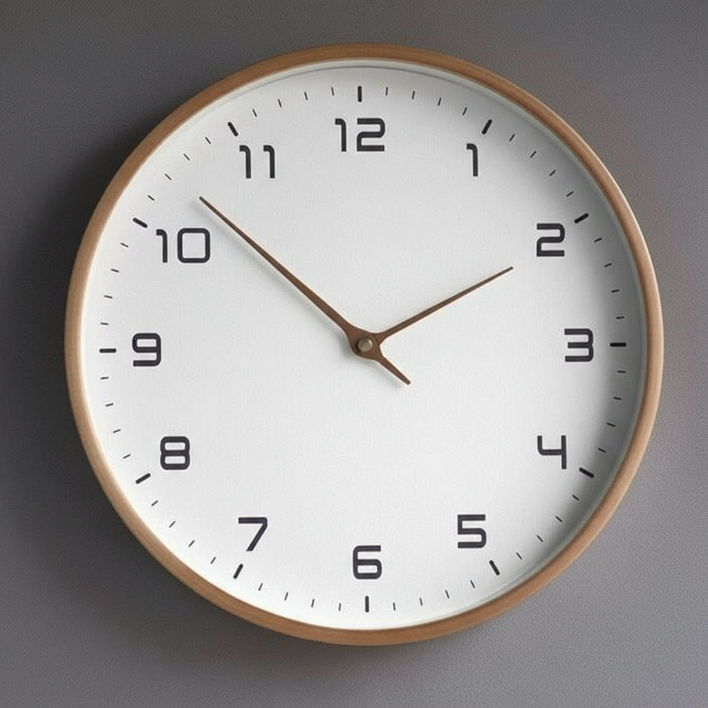 NordicTimber – Modern Solid Wood Wall Clock in Brown & Cream