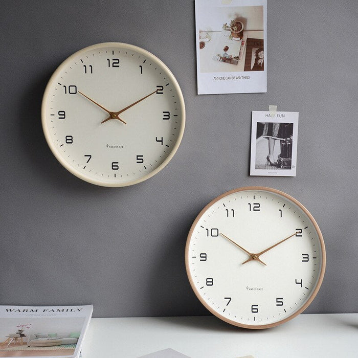NordicTimber – Modern Solid Wood Wall Clock in Brown & Cream