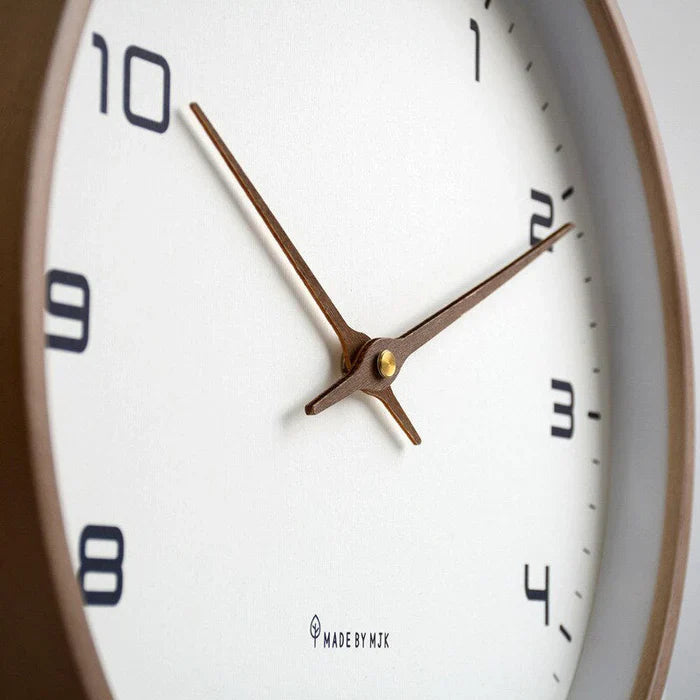 NordicTimber – Modern Solid Wood Wall Clock in Brown & Cream