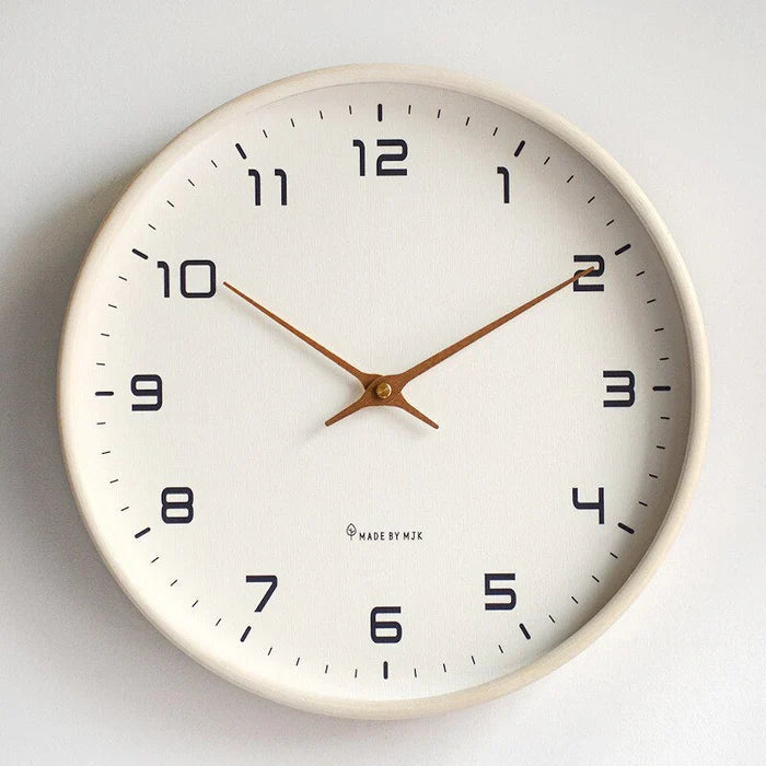 NordicTimber – Modern Solid Wood Wall Clock in Brown & Cream
