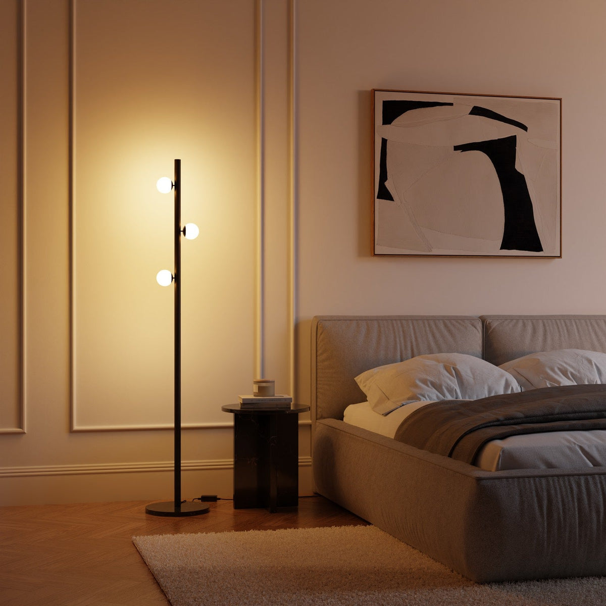 HULORA – Lampadaire modulaire avec globes en verre et spot